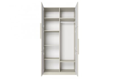 Dulap Asha 100 cm cu față canelată și mânere metalice - cașmir / mânere cașmir dulap Asha 100 cm z ryflowanym frontem i metalowymi uchwytami- cașmir / kaszmirowe Mânere