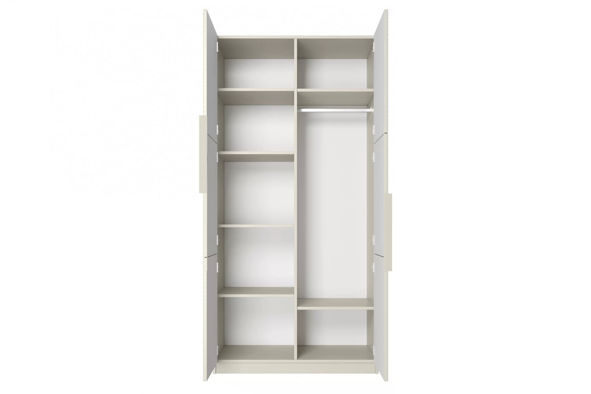 Dulap Asha 100 cm cu față canelată și mânere metalice - cașmir / mânere cașmir dulap Asha 100 cm z ryflowanym frontem i metalowymi uchwytami- cașmir / kaszmirowe Mânere
