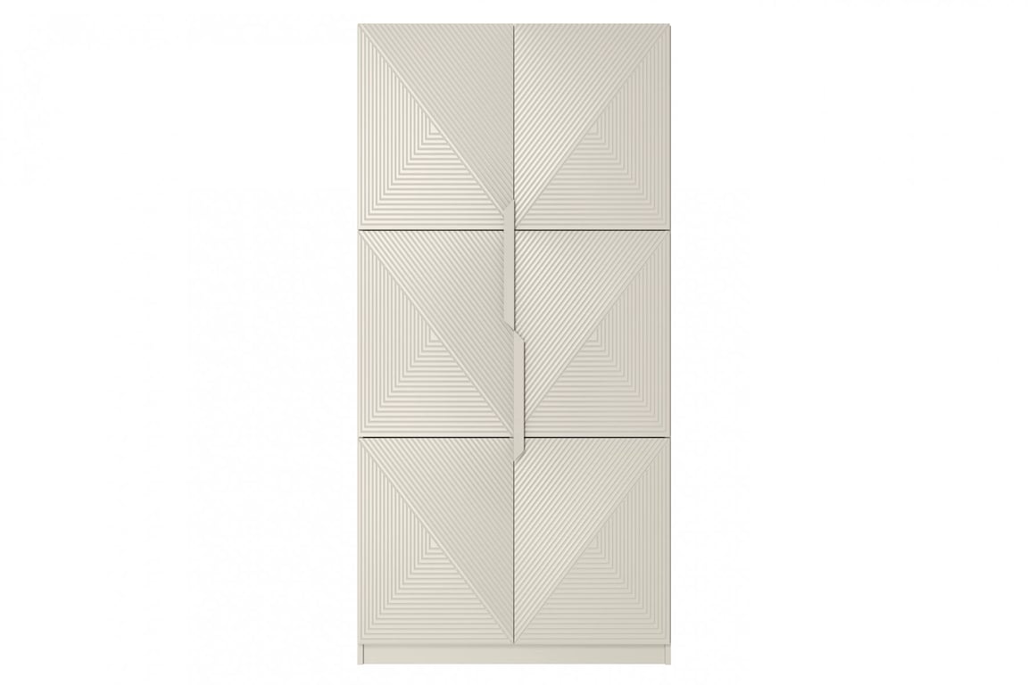 Dulap Asha 100 cm cu față canelată și mânere metalice - cașmir / mânere cașmir dulap Asha 100 cm z ryflowanym frontem i metalowymi uchwytami- cașmir / kaszmirowe Mânere