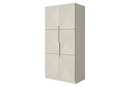 Dulap Asha 100 cm cu față canelată și mânere metalice - cașmir / mânere cașmir