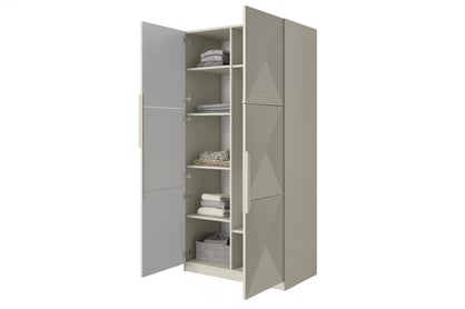 Dulap Asha 100 cm cu față canelată și mânere metalice - cașmir / mânere cașmir dulap Asha 100 cm z ryflowanym frontem i metalowymi uchwytami- cașmir / kaszmirowe Mânere