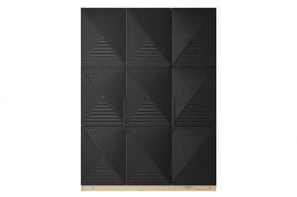 Dulap Asha 150 cm cu trei uși cu mânere metalice - artisan / negru mat / negru mânere dulap Asha 150 cm z metalowymi uchwytami - artisan / negru mat / negru Mânere