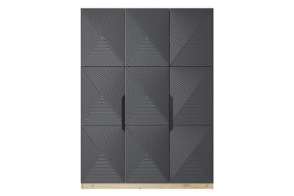 Dulap Asha 150 cm cu mânere metalice - artisan / rivier piatra mat / negru mânere dulap Asha 150 cm z metalowymi uchwytami - artisan / rivier stone mat / negru Mânere