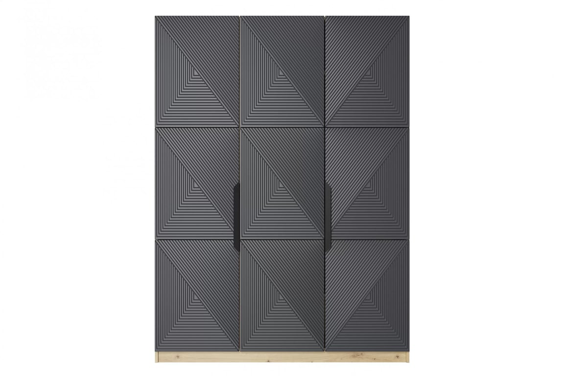 Dulap Asha 150 cm cu mânere metalice - artisan / rivier piatra mat / negru mânere dulap Asha 150 cm z metalowymi uchwytami - artisan / rivier stone mat / negru Mânere
