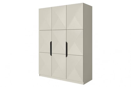 Dulap Asha 150 cm cu trei uși cu mânere metalice - cașmir / mânere negre