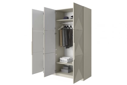 Dulap Asha 150 cm cu cu trei uși mânere metalice - cașmir / mânere cașmir dulap Asha 150 cm z metalowymi uchwytami - cașmir / kaszmirowe Mânere
