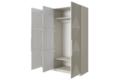 Dulap Asha 150 cm cu cu trei uși mânere metalice - cașmir / mânere cașmir dulap Asha 150 cm z metalowymi uchwytami - cașmir / kaszmirowe Mânere