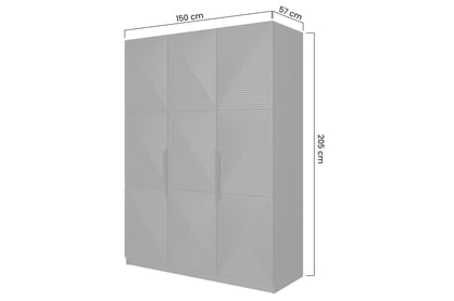 Dulap Asha 150 cm cu mânere metalice - artisan / rivier piatra mat / negru mânere dulap Asha z metalowymi uchwytami 150 cm - artisan / rivier stone mat / negru mânere