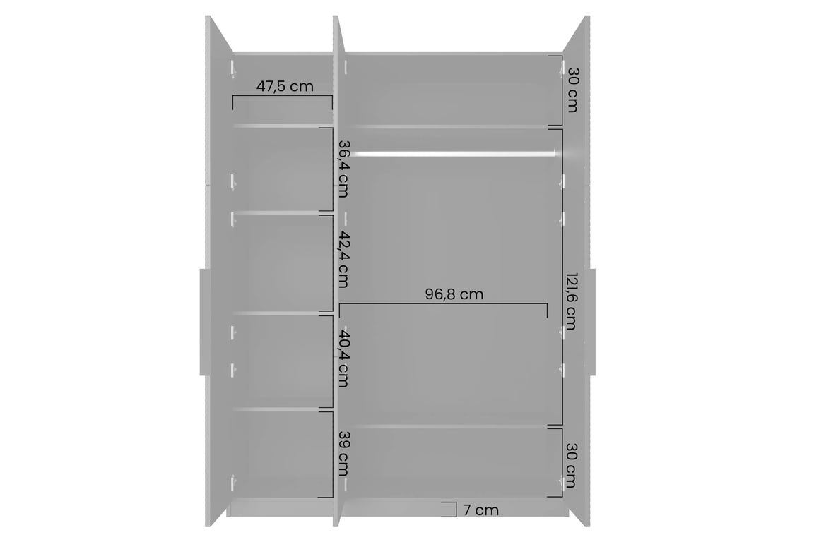 Dulap Asha 150 cm cu mânere metalice - artisan / rivier piatra mat / negru mânere dulap Asha z metalowymi uchwytami 150 cm - artisan / rivier stone mat / negru mânere