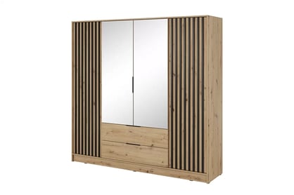 Dulap cu oglindă Neria 206 cm - stejar artisan / negru