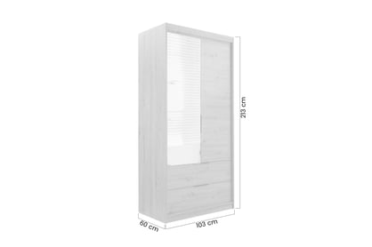 Majorka kétszárnyú gardróbszekrény fiókokkal és tükörrel 103 cm - artisan tölgy ruhásszekrény két ajto Nateo 103 fiokokkal i tükör - dab artisan 