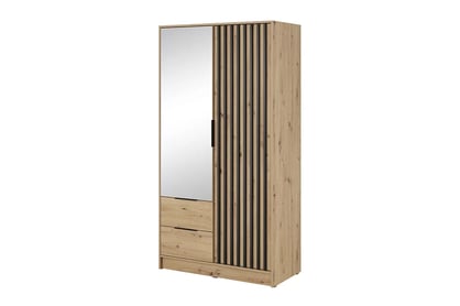 Dulap cu oglindă Neria 105 cm - stejar artisan / negru