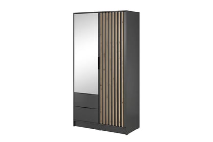 Dulap cu oglindă Neria 105 cm - grafit / stejar artisan