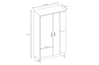 Balio gyerekszekrény 100 cm - fehér ruhásszekrény dziecieca Balio 100 cm - fehér