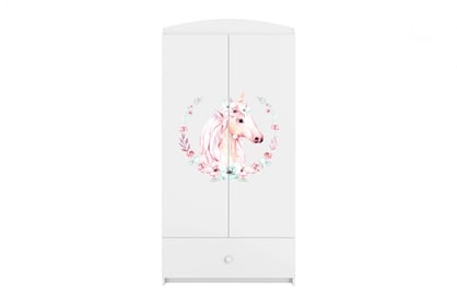 Dulap copii Bonzo 90 cm cu sertar - alb / cal dulap dziecieca Bonzo 90 cm z szuflada - bialy / konik