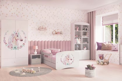 Dulap copii Bonzo 90 cm cu sertar - alb / cal dulap dziecieca Bonzo 90 cm z szuflada - bialy / konik