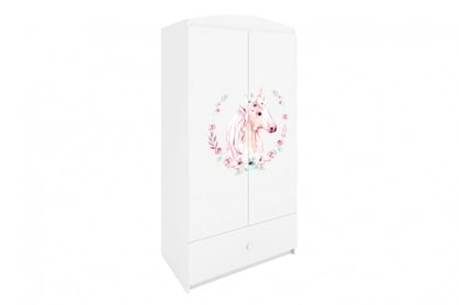 Dulap copii Bonzo 90 cm cu sertar - alb / cal dulap dziecieca Bonzo 90 cm z szuflada - bialy / konik