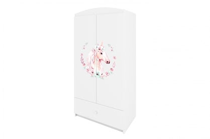 Bonzo gyerekszekrény 90 cm fiókkal - fehér / ló
