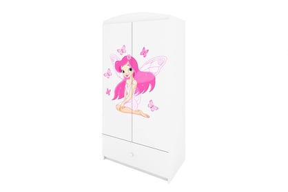 Dulap copii Bonzo 90 cm cu sertar - alb / zână