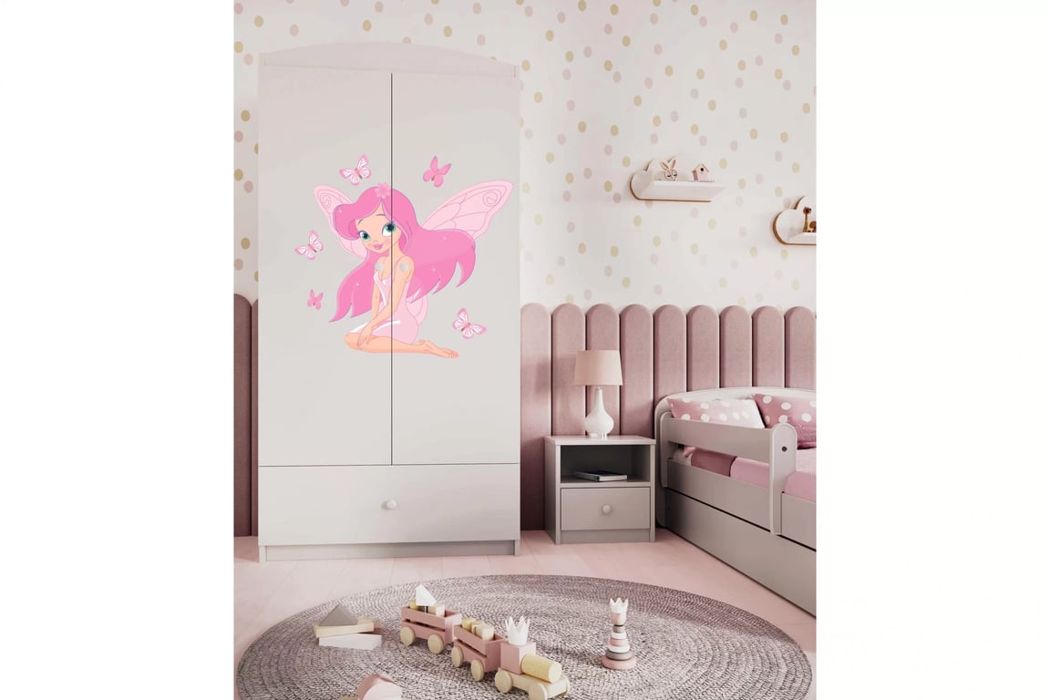 Dulap copii Bonzo 90 cm cu sertar - alb / zână dulap dziecieca Bonzo 90 cm z szuflada - bialy / wrozka