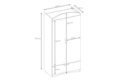 Guli gyerekszekrény 90 cm fiókkal - fehér ruhásszekrény dziecieca Guli 90 cm z szuflada - fehér