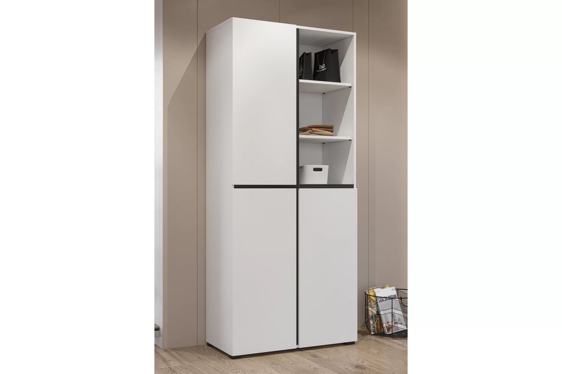 Gramon gardróbszekrény 79 cm - fehér / fekete ruhásszekrény Gramon 79 cm - fehér / fekete