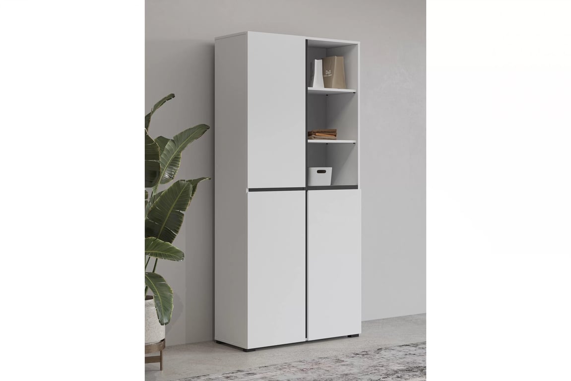 Gramon gardróbszekrény 79 cm - fehér / fekete ruhásszekrény Gramon 79 cm - fehér / fekete