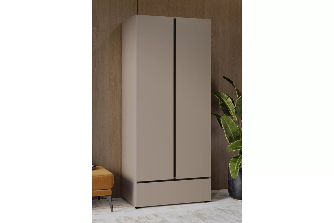 Gramon gardróbszekrény 89 cm - kasmír / fekete ruhásszekrény Gramon 89 cm z szuflada - kasmír / fekete
