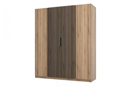 Dulap Sansi 2F2LAM - 200 cm - stejar evoke / negru lamele
