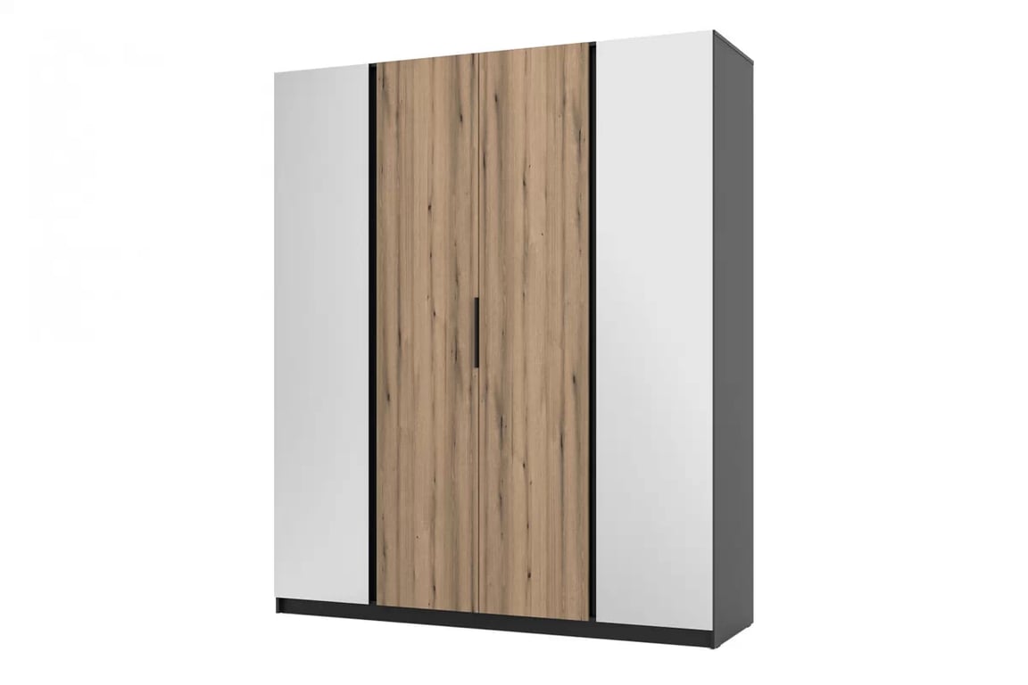 Dulap cu oglinzi Sansi 2L2F - 200 cm - negru / stejar evoke dulap Kaja 2L2F z oglindă 200 cm - negru / stejar evoke