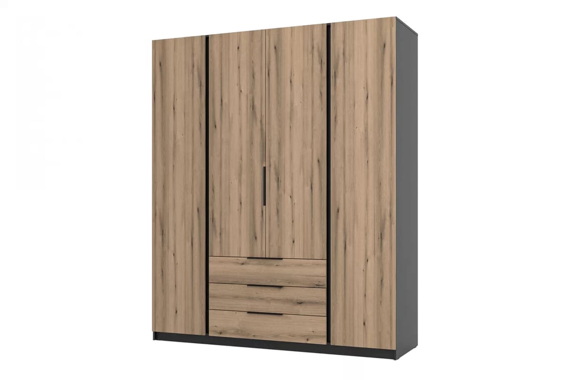 Dulap Sansi 4F3S cu sertare 200 cm - negru / stejar evoke dulap Kaja 4F3S cu sertare 200 cm - negru / stejar evoke