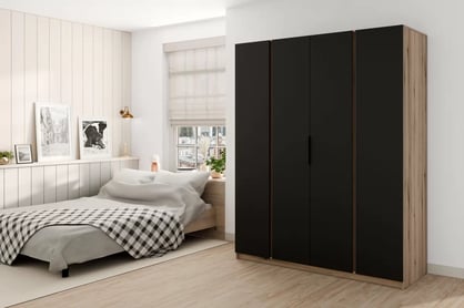 Dulap Sansi 4L - 200 cm - stejar evoke / negru dulap Kaja 4L - 200 cm - stejar evoke / negru