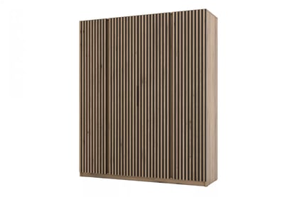 Dulap Sansi 4LAM - 200 cm - stejar evoke / negru / lamele stejar evoke