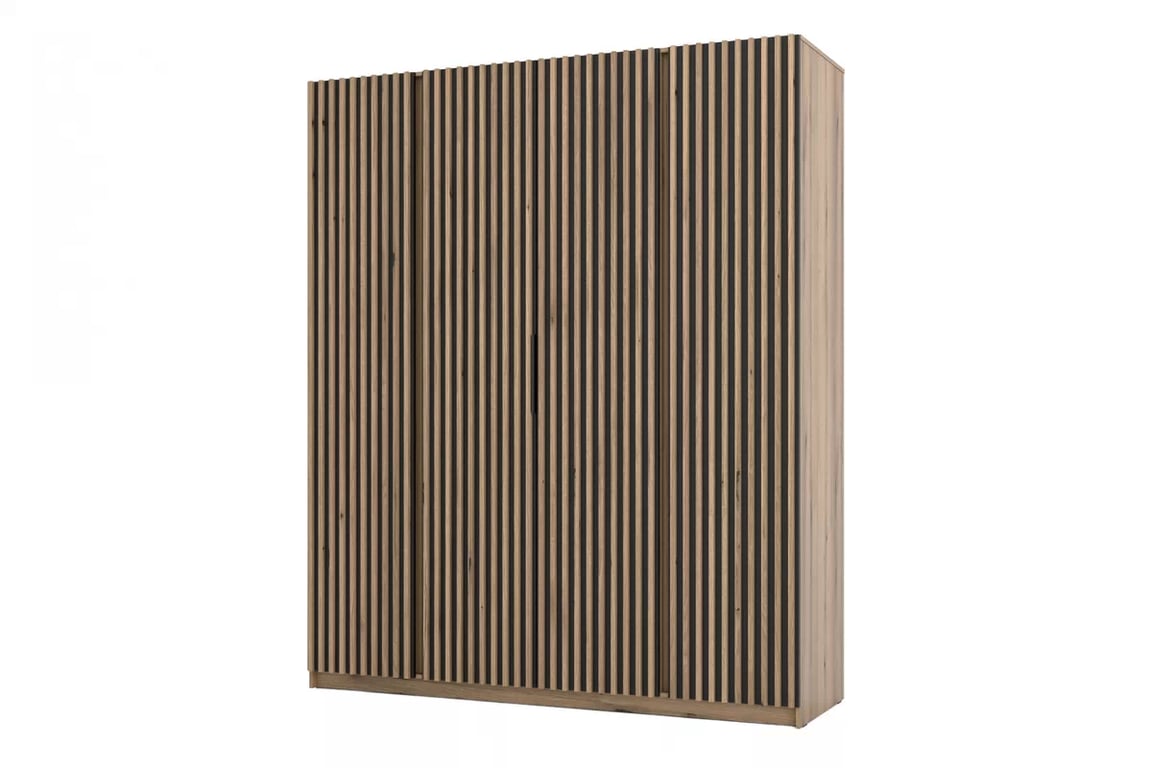 Dulap Sansi 4LAM - 200 cm - stejar evoke / negru / lamele stejar evoke dulap Kaja 4LAM - 200 cm - stejar evoke / negru / lamele stejar evoke