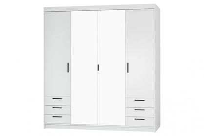 Dulap Luiza 4D6S cu sertare i oglindă 176 cm - alb