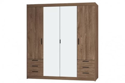 Dulap Luiza 4D6S cu sertare i oglindă 176 cm - stejar lefkas