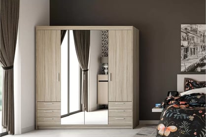 Dulap Luiza 4D6S cu sertare i oglindă 176 cm - stejar lefkas dulap Lena 4D6S cu sertare i oglindă 176 cm - stejar sonoma