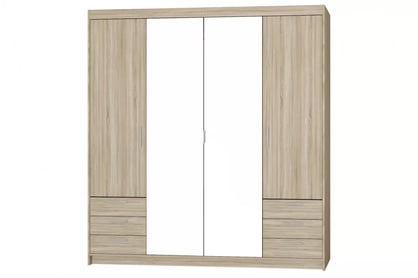 Dulap Luiza 4D6S cu sertare i oglindă 176 cm - stejar lefkas