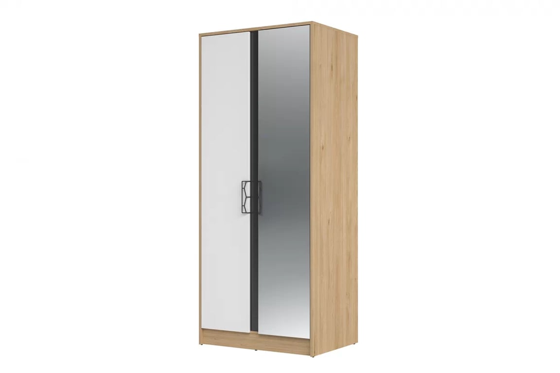 Skříň Moet 70 se zrcadlem 84 cm - americký ořech jackson / bílý mat / grafitový mat skříň Moet 70 z zrcadlem 84 cm - Ořech americký jackson/Bílý mat/Grafitový mat
