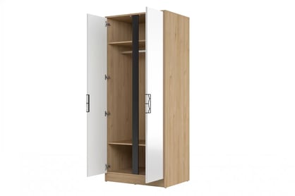 Skříň Moet 70 se zrcadlem 84 cm - americký ořech jackson / bílý mat / grafitový mat skříň Moet 70 z zrcadlem 84 cm - Ořech americký jackson/Bílý mat/Grafitový mat