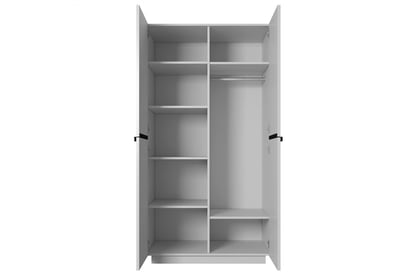 Dulap Nicole 100 cm cu față canelată și mânere metalice - alb mat / mânere negre dulap Nicole 100 cm z rafturi - bialy mat / negru Mânere