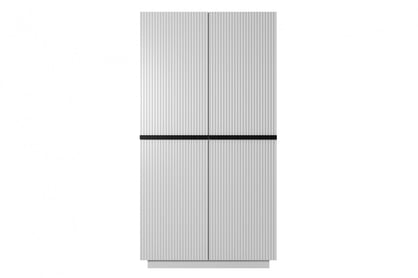 Dulap Nicole 100 cm cu față canelată și mânere metalice - alb mat / mânere negre dulap Nicole 100 cm z rafturi - bialy mat / negru Mânere