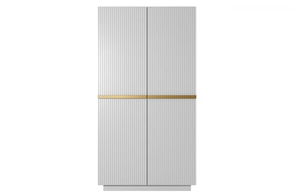 Dulap Nicole 100 cm cu două uși cu față canelată și mânere metalice - alb mat / mânere aurii dulap Nicole 100 cm z rafturi - bialy mat / zlote Mânere