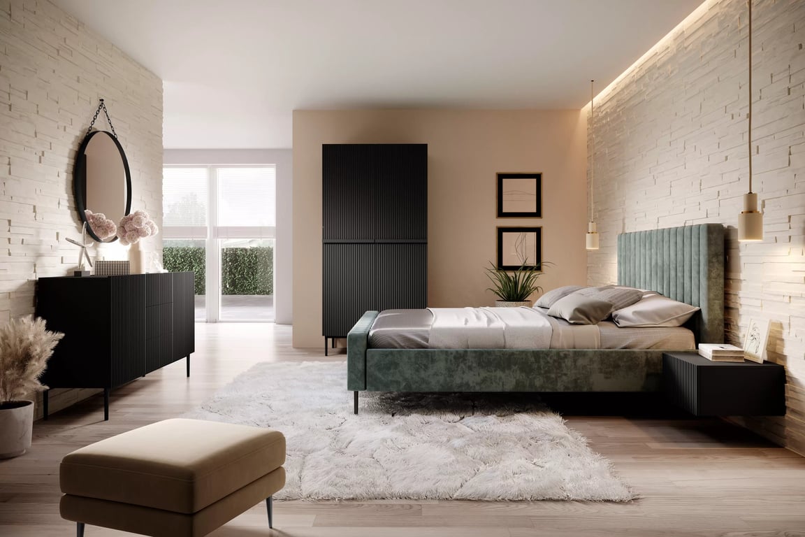 Dulap Nicole cu picioare și mânere metalice 100 cm - negru mat / picioare negre dulap Nicole 100 cm z rafturi - negru mat / negru nozki