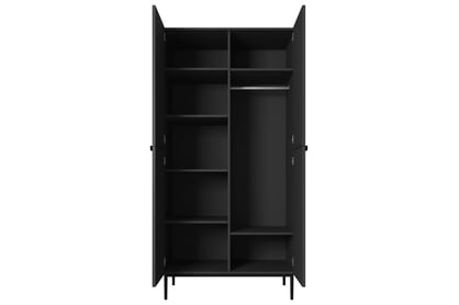 Dulap Nicole cu picioare și mânere metalice 100 cm - negru mat / picioare negre dulap Nicole 100 cm z rafturi - negru mat / negru nozki
