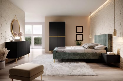 Dulap Nicole cu picioare metalice și mânere 100 cm - negru mat / picioare aurii dulap Nicole 100 cm z rafturi - negru mat / zlote nozki