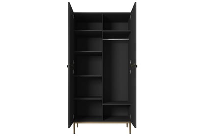 Dulap Nicole cu picioare metalice și mânere 100 cm - negru mat / picioare aurii dulap Nicole 100 cm z rafturi - negru mat / zlote nozki