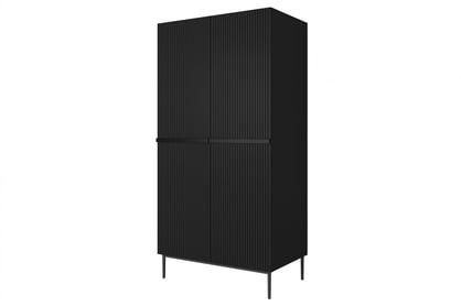 Dulap cu două uși cu sertare metalice Nicole 100 cm - negru mat / picioare negre