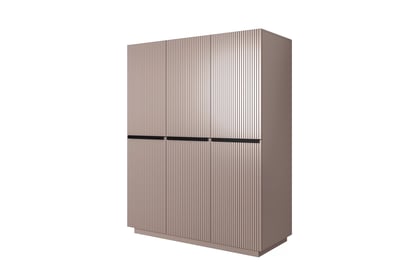Nicole szekrény, 150 cm - Antik rózsaszín MDF / fekete fogantyúkkal