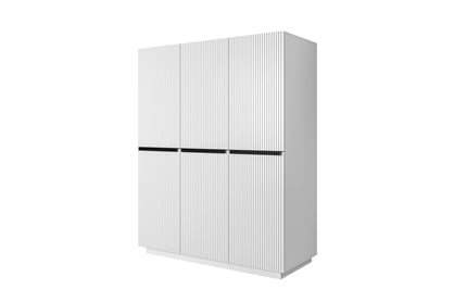 Dulap Nicole 150 cm - alb mat / mânere negre
